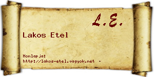 Lakos Etel névjegykártya